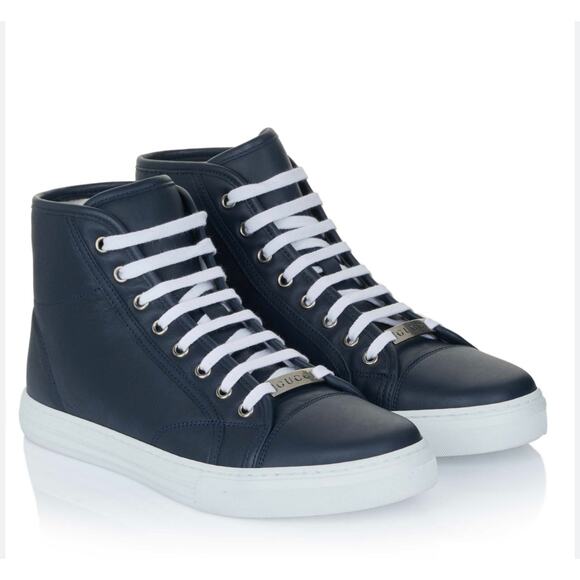 Gucci Men's High Top Leather Sneakers Size 11 - Picture 1 of 12